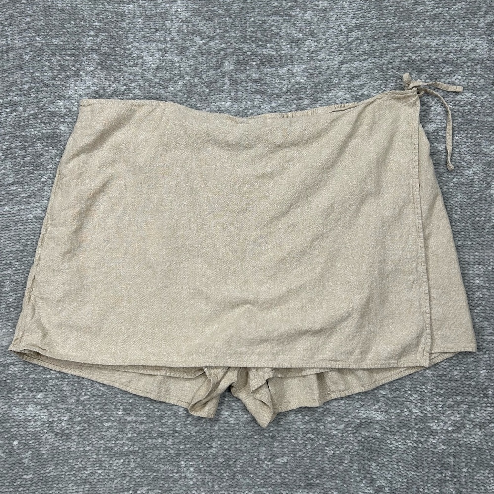 Old Navy Tan Linen Blend Faux Wrap Mini Skort Size 3X